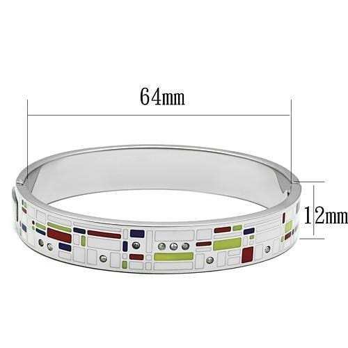 TK782 - High polished (no plating) Stainless Steel Bangle with Top Grade Crystal in Clear - Alamode - Flyclothing LLC