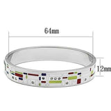 TK782 - High polished (no plating) Stainless Steel Bangle with Top Grade Crystal in Clear - Alamode - Flyclothing LLC