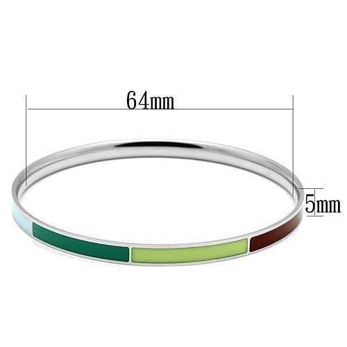 TK783 - High polished (no plating) Stainless Steel Bangle with Epoxy in Multi Color - Alamode - Flyclothing LLC