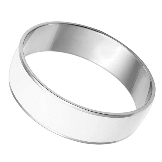 TK784 - High polished (no plating) Stainless Steel Bangle with Epoxy in White - Alamode - Flyclothing LLC