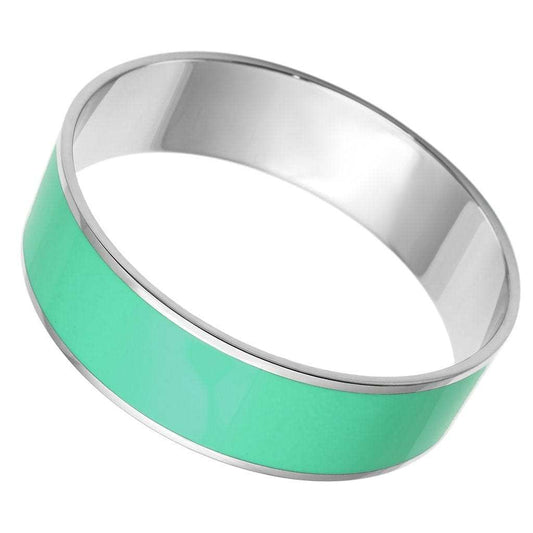 TK786 - High polished (no plating) Stainless Steel Bangle with Epoxy in Turquoise - Alamode - Flyclothing LLC