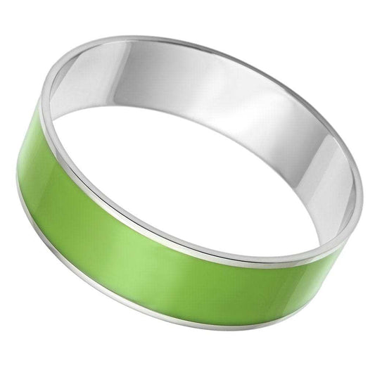 TK787 - High polished (no plating) Stainless Steel Bangle with Epoxy in Emerald - Alamode - Flyclothing LLC