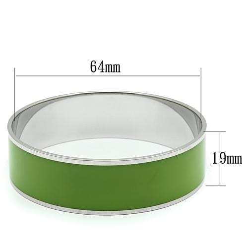 TK787 - High polished (no plating) Stainless Steel Bangle with Epoxy in Emerald - Alamode - Flyclothing LLC