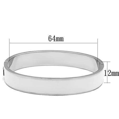 TK789 - High polished (no plating) Stainless Steel Bangle with Epoxy in White - Alamode - Flyclothing LLC