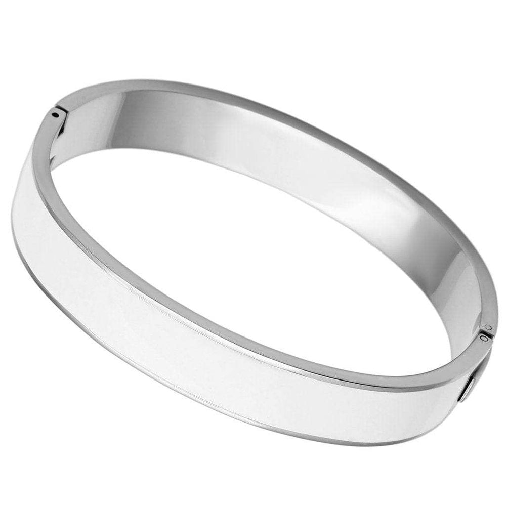 TK789 - High polished (no plating) Stainless Steel Bangle with Epoxy in White - Alamode - Flyclothing LLC