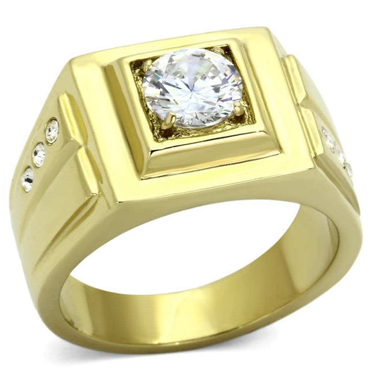 TK791 - IP Gold(Ion Plating) Stainless Steel Ring with AAA Grade CZ in Clear - Alamode - Flyclothing LLC