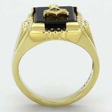 TK795 - IP Gold(Ion Plating) Stainless Steel Ring with Semi-Precious Agate in Jet - Alamode - Flyclothing LLC