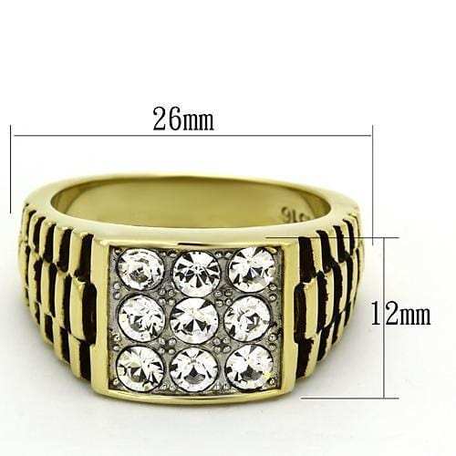 TK796 - Two-Tone IP Gold (Ion Plating) Stainless Steel Ring with Top Grade Crystal in Clear - Alamode - Flyclothing LLC