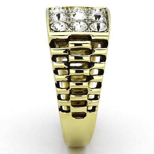 TK796 - Two-Tone IP Gold (Ion Plating) Stainless Steel Ring with Top Grade Crystal in Clear - Alamode - Flyclothing LLC