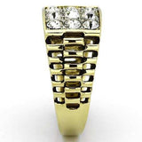 TK796 - Two-Tone IP Gold (Ion Plating) Stainless Steel Ring with Top Grade Crystal in Clear - Alamode - Flyclothing LLC