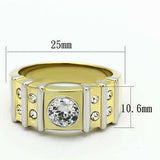 TK797 - Two-Tone IP Gold (Ion Plating) Stainless Steel Ring with AAA Grade CZ in Clear - Alamode - Flyclothing LLC