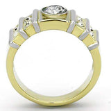 TK797 - Two-Tone IP Gold (Ion Plating) Stainless Steel Ring with AAA Grade CZ in Clear - Alamode - Flyclothing LLC