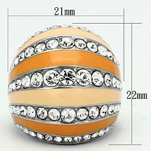 TK798 - High polished (no plating) Stainless Steel Ring with Top Grade Crystal in Clear - Alamode - Flyclothing LLC