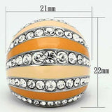 TK798 - High polished (no plating) Stainless Steel Ring with Top Grade Crystal in Clear - Alamode - Flyclothing LLC