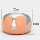 TK802 - High polished (no plating) Stainless Steel Ring with Epoxy in Orange - Alamode - Flyclothing LLC
