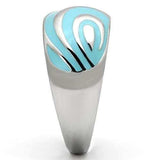 TK804 - High polished (no plating) Stainless Steel Ring with Epoxy in Sea Blue - Alamode - Flyclothing LLC