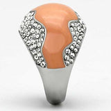 TK805 - High polished (no plating) Stainless Steel Ring with Top Grade Crystal in Clear - Alamode - Flyclothing LLC