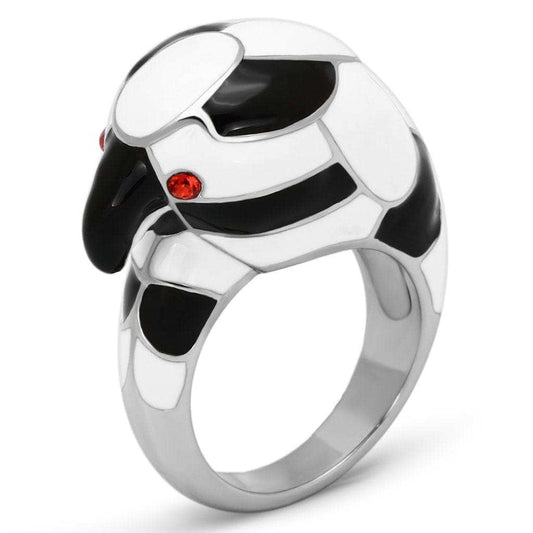 TK806 - High polished (no plating) Stainless Steel Ring with Top Grade Crystal in Orange - Alamode - Flyclothing LLC