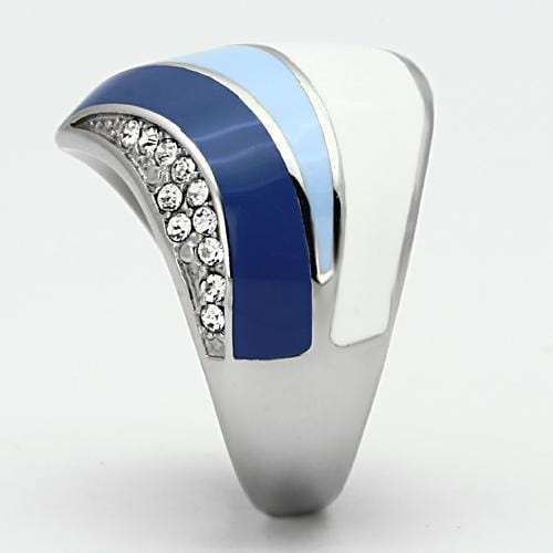 TK809 - High polished (no plating) Stainless Steel Ring with Top Grade Crystal in Clear - Alamode - Flyclothing LLC