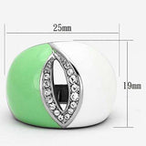 TK811 - High polished (no plating) Stainless Steel Ring with Top Grade Crystal in Clear - Alamode - Flyclothing LLC