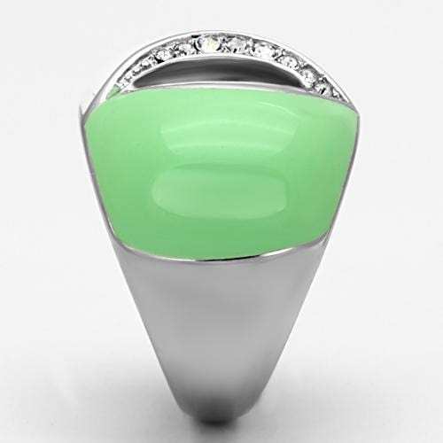 TK811 - High polished (no plating) Stainless Steel Ring with Top Grade Crystal in Clear - Alamode - Flyclothing LLC