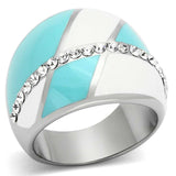 TK812 - High polished (no plating) Stainless Steel Ring with Top Grade Crystal in Clear - Alamode - Flyclothing LLC