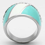 TK812 - High polished (no plating) Stainless Steel Ring with Top Grade Crystal in Clear - Alamode - Flyclothing LLC
