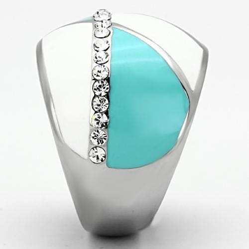 TK812 - High polished (no plating) Stainless Steel Ring with Top Grade Crystal in Clear - Alamode - Flyclothing LLC