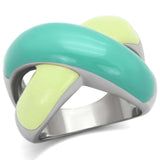 TK813 - High polished (no plating) Stainless Steel Ring with Epoxy in Multi Color - Alamode - Flyclothing LLC