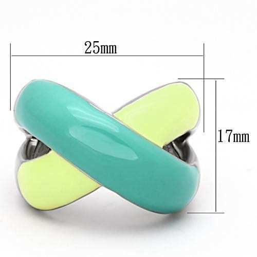 TK813 - High polished (no plating) Stainless Steel Ring with Epoxy in Multi Color - Alamode - Flyclothing LLC