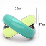 TK813 - High polished (no plating) Stainless Steel Ring with Epoxy in Multi Color - Alamode - Flyclothing LLC