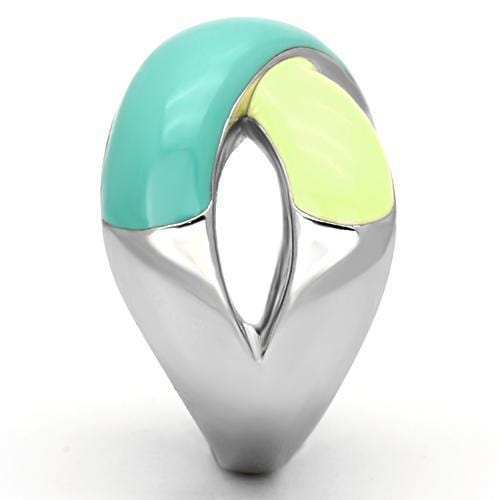 TK813 - High polished (no plating) Stainless Steel Ring with Epoxy in Multi Color - Alamode - Flyclothing LLC