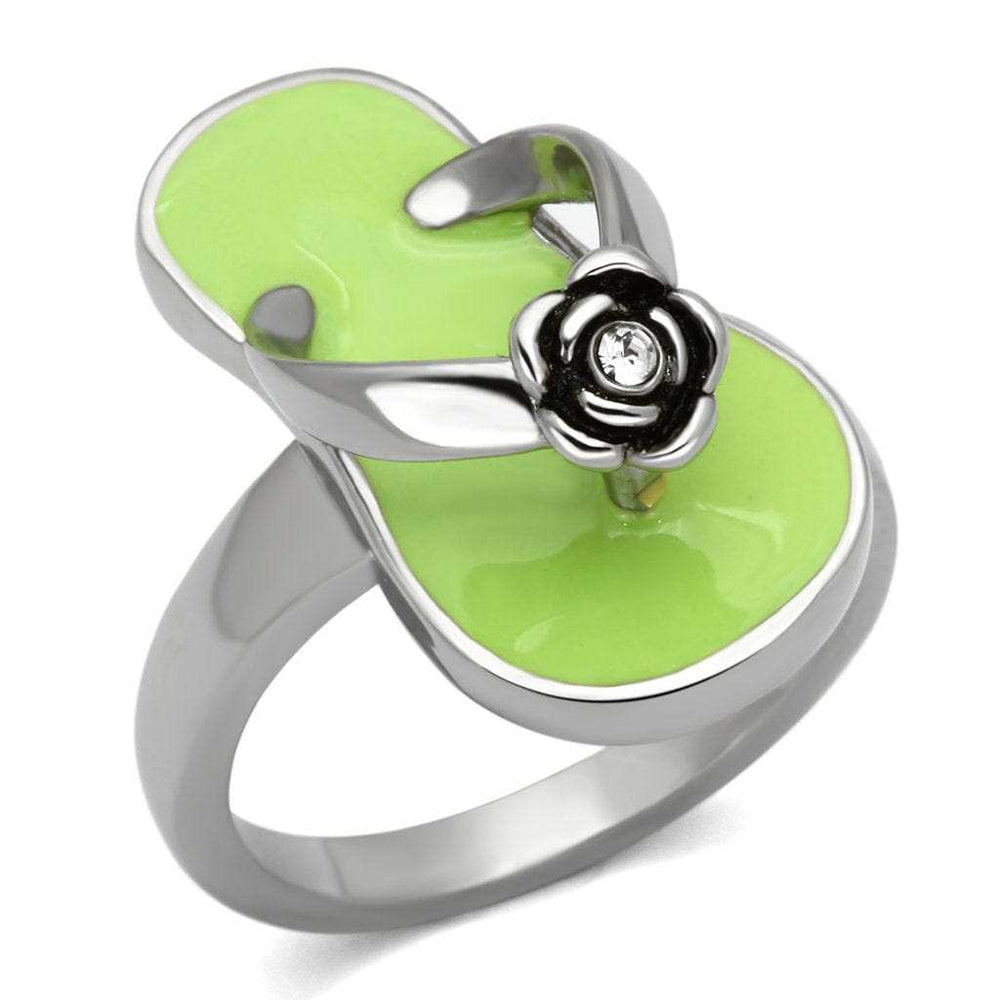 TK814 - High polished (no plating) Stainless Steel Ring with Top Grade Crystal in Clear - Alamode - Flyclothing LLC