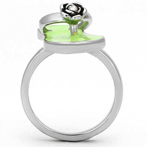 TK814 - High polished (no plating) Stainless Steel Ring with Top Grade Crystal in Clear - Alamode - Flyclothing LLC