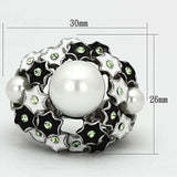 TK818 - High polished (no plating) Stainless Steel Ring with Synthetic Pearl in White - Alamode - Flyclothing LLC
