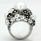 TK818 - High polished (no plating) Stainless Steel Ring with Synthetic Pearl in White - Alamode - Flyclothing LLC