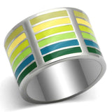 TK819 - High polished (no plating) Stainless Steel Ring with Epoxy in Multi Color - Alamode - Flyclothing LLC