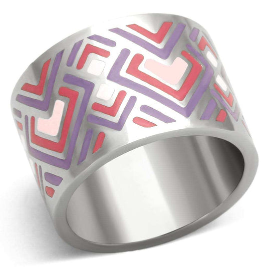 TK823 - High polished (no plating) Stainless Steel Ring with Epoxy in Multi Color - Alamode - Flyclothing LLC