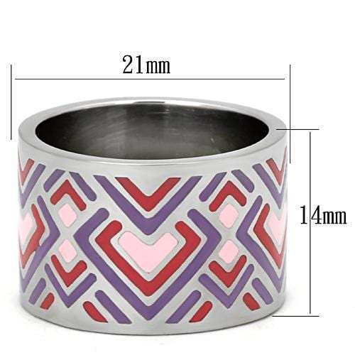 TK823 - High polished (no plating) Stainless Steel Ring with Epoxy in Multi Color - Alamode - Flyclothing LLC