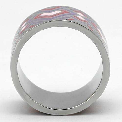 TK823 - High polished (no plating) Stainless Steel Ring with Epoxy in Multi Color - Alamode - Flyclothing LLC