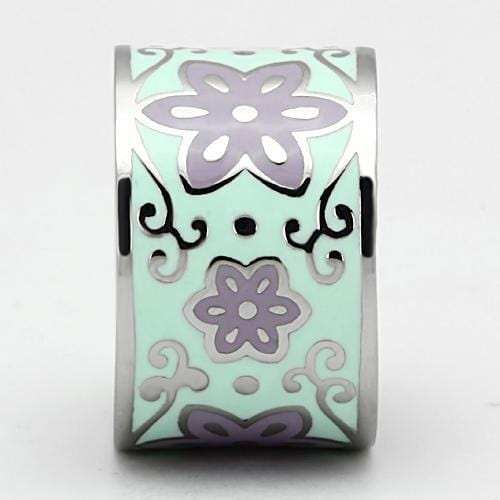 TK824 - High polished (no plating) Stainless Steel Ring with Epoxy in Multi Color - Alamode - Flyclothing LLC