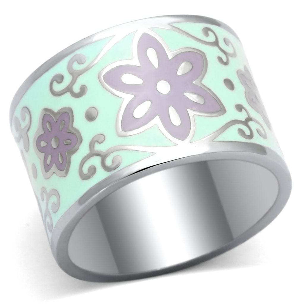 TK824 - High polished (no plating) Stainless Steel Ring with Epoxy in Multi Color - Alamode - Flyclothing LLC