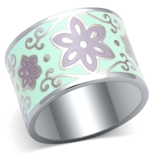 TK824 - High polished (no plating) Stainless Steel Ring with Epoxy in Multi Color - Alamode - Flyclothing LLC