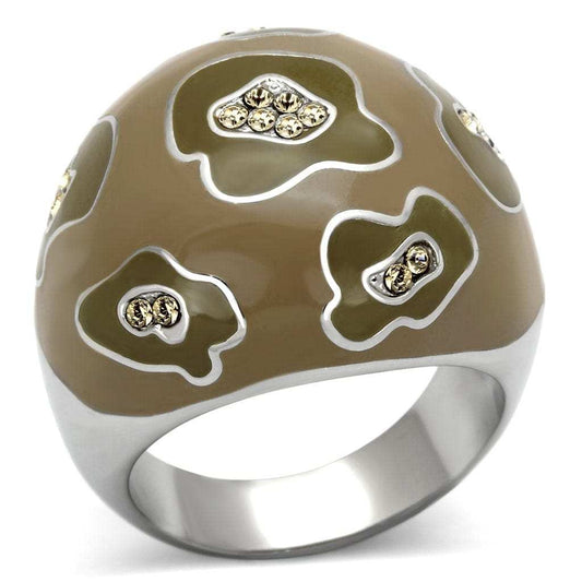 TK826 - High polished (no plating) Stainless Steel Ring with Top Grade Crystal in Citrine Yellow - Alamode - Flyclothing LLC