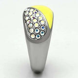 TK829 - High polished (no plating) Stainless Steel Ring with Top Grade Crystal in Aurora Borealis (Rainbow Effect) - Alamode - Flyclothing LLC