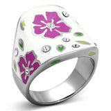 TK830 - High polished (no plating) Stainless Steel Ring with Top Grade Crystal in Clear - Alamode - Flyclothing LLC