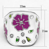TK830 - High polished (no plating) Stainless Steel Ring with Top Grade Crystal in Clear - Alamode - Flyclothing LLC