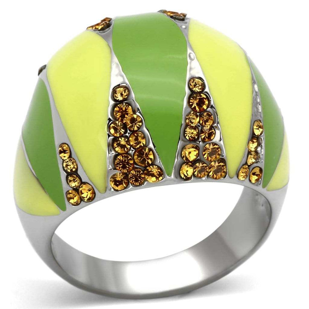 TK831 - High polished (no plating) Stainless Steel Ring with Top Grade Crystal in Topaz - Alamode - Flyclothing LLC