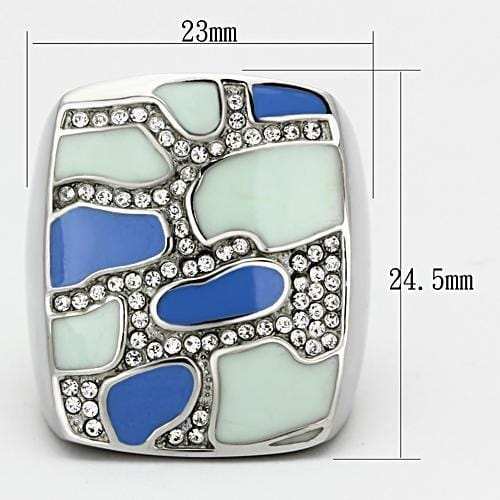 TK832 - High polished (no plating) Stainless Steel Ring with Top Grade Crystal in Clear - Alamode - Flyclothing LLC