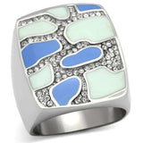 TK832 - High polished (no plating) Stainless Steel Ring with Top Grade Crystal in Clear - Alamode - Flyclothing LLC
